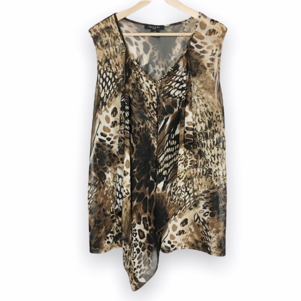 Adele & May Woman Size 3X Animal Print Sleeveless Ruffled Tank Top Shirt